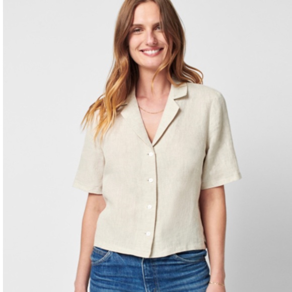 Faherty Summer Sands Linen Camp Shirt In Fog M - Picture 2 of 5